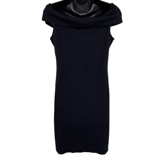 Abercrombie Fitch Black Dress Size Large Off Shoulder Bodycon Stripe Women New - Picture 4 of 9